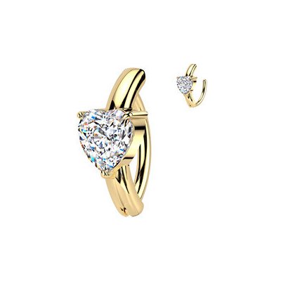 Šperky4U zlacený piercing do pupíku se srdíčkem WP0092-GD – Zboží Dáma