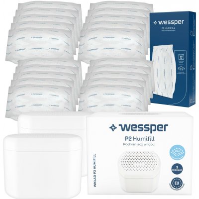 Wessper P2 Humifill: 2x bílý pohlcovač vlhkosti + 20 náhradních náplní – Sleviste.cz