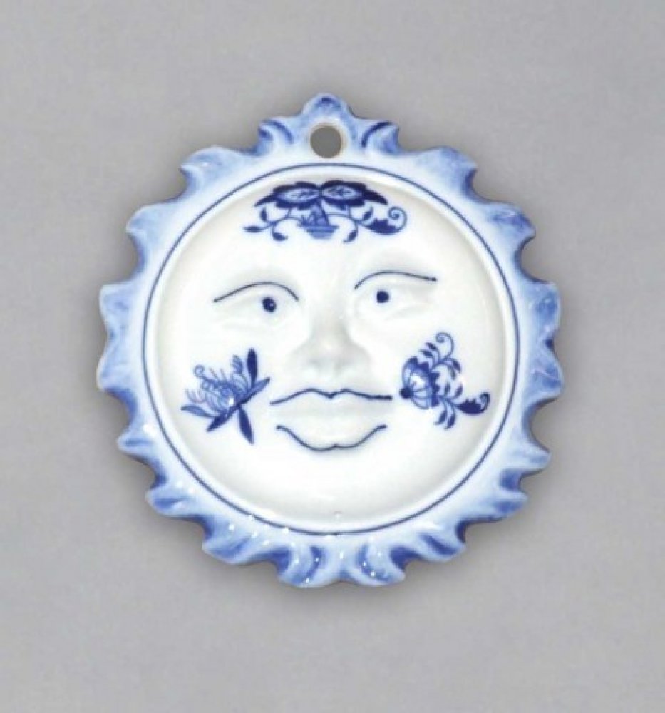 Cibulák Vánoční ozdoba sluníčko oboustranné 10 cm originální cibulákový  porcelán Dubí, cibulový vzor (10622) | Srovnanicen.cz