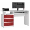 Psací a pracovní stůl Ak furniture Volně stojící psací stůl CLP 135 cm bílý/červený akryl vysoký lesk
