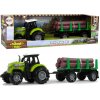 Auta, bagry, technika LEANToys Zelený traktor s kládami na přívěsu a zvuky