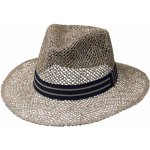 Fiebig since 1903 Slaměný klobouk z mořské trávy s dvoubarevnou modrou stuhou Fedora – Zboží Dáma