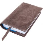 Variabilní kožený obal na knihu se záložkou kůže hnědá semiš – Sleviste.cz