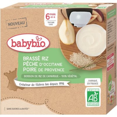 Babybio Rýžová s broskví a hruškou 4 x 85 g – Hledejceny.cz