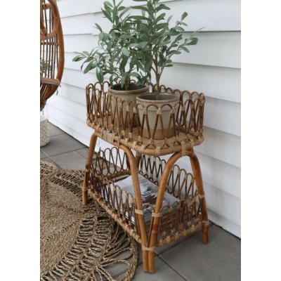 Chic Antique Ratanový antik stolek s dekorační obrubou Braide - 52*26*60cm - Chic Antique – Hledejceny.cz
