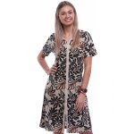 Župan nebo košilka na kojení celopropínací na zip a černé mandalové květiny 1G0694 béžová – Zboží Dáma