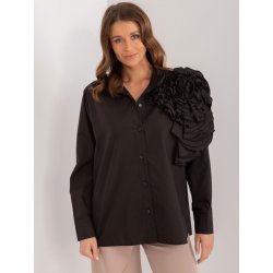 Basic Černá bavlněná košile s květinou lk-ks-509612.28-black