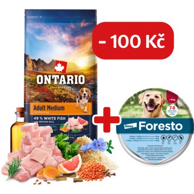 Ontario Adult Medium Fish & Brown Rice 12 kg – Zboží Dáma