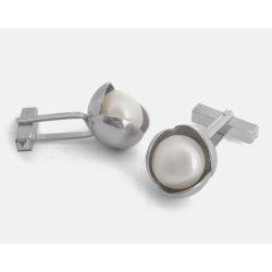 Klára Bílá Jewellery dámské manžetové knoflíčky Bowpearls s perlou stříbro 925/1000