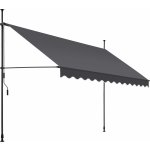 Tectake Upínací markýza s ruční klikou, výškově nastavitelná 350 x 180 cm, černá/šedá – Sleviste.cz