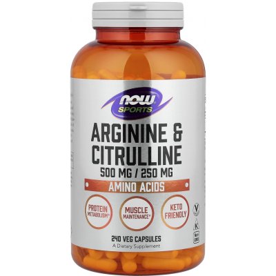 Now Foods Arginine & Ornithine 500 mg 250 mg 250 kapslí – Hledejceny.cz