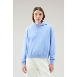 Woolrich mikina COTTON FLEECE LOGO HOODIE modrá