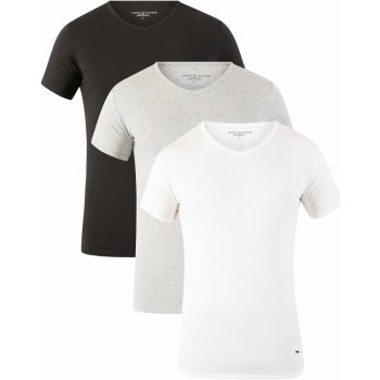 Tommy Hilfiger Sada pánských trik Premium Essentials Vn Tee Ss 3 Pack 2S87903767 004 Black/Grey Heather White