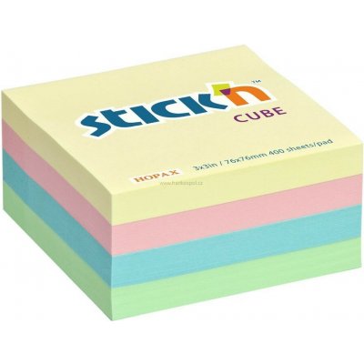Samolepicí bloček Stick'n by HOPAX Kostka, 76 x 76 mm, 400 lístků, pastelový mix – Hledejceny.cz