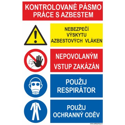 Kontrolované pásmo PRÁCE S AZBESTEM plast 0,5 mm 400x300 mm – Zbozi.Blesk.cz