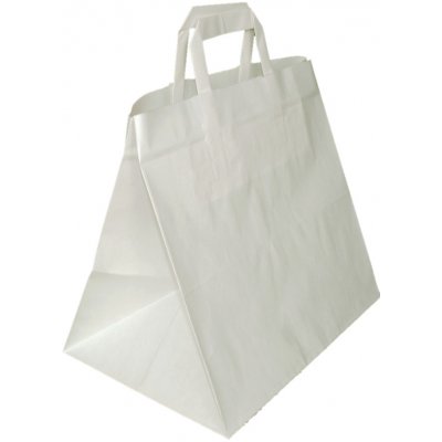 Papírová taška menubox bílá bílé ploché ucho 320x220x240 mm