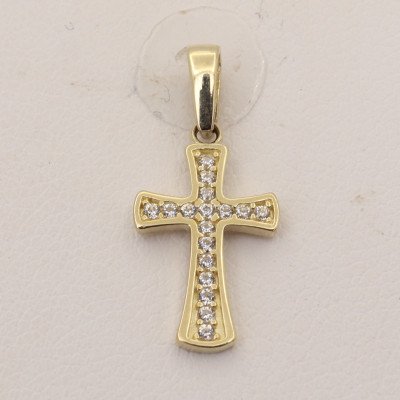 KA 2715LOT Zlatý přívěsek křížek se zirkony – Zboží Mobilmania