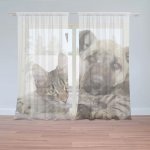 Sablio Záclony Kočička a štěňátko: 2ks 150x250cm – Hledejceny.cz