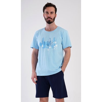 Vienetta MAN pánské pyžamo šortky Bruno světle modrá – Zboží Dáma