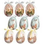 Clayre & Eef 9ks dekorace barevné závěsné vajíčko s králíčky a kuřátky Spring Egg - Ø 5*8 cm – Hledejceny.cz