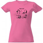 Tričko s potiskem kočičí jóga D dámské Růžová – Zboží Mobilmania
