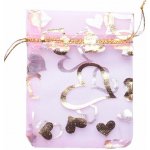 Nefertitis Dárkový sáček organza 7 x 9 cm růžový se srdíčky NF16249 - 7 x 9 cm – Zboží Živě