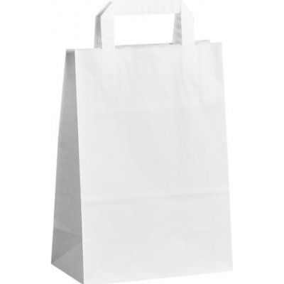 Papírová taška s plochým uchem - bílá - 22x10x28 cm