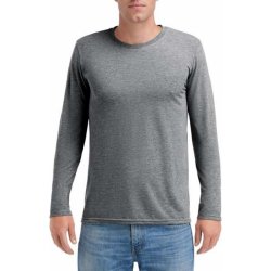 Pánské Tričko Anvil pánské tričko s dlouhými rukávy TRI-BLEND grafit šedá žíhaná