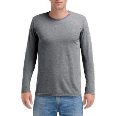 Anvil pánské tričko s dlouhými rukávy TRI-BLEND grafit žíhaná šedá