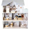 Ecotoys dřevěný dvoupatrový domeček pro panenky rezidence Emma