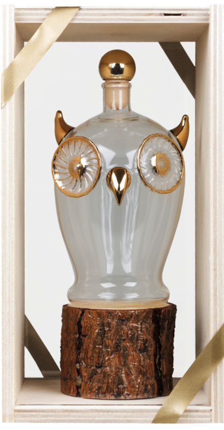 Detesk Švestka 40% 0,2 l (dárkové balení sova na dřeveném podstavci)