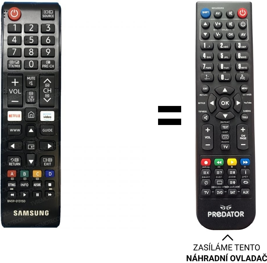 Dálkový ovladač Predátor Samsung UE75AU7172 .