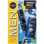 Nivea Men Fresh Beat sada sprchový gel Men Fresh Kick 250 ml + antiperspirant Men Deep Beat 150 ml pro muže – Hledejceny.cz