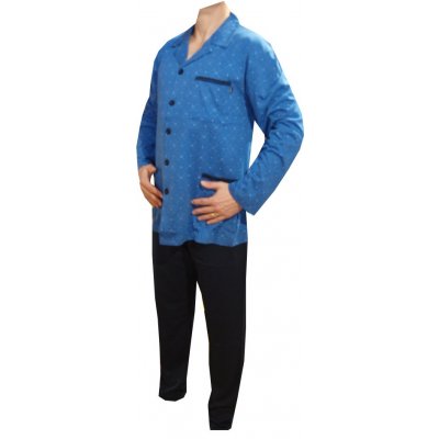 xcena pánské pyžamo dlouhé propínací s kapsami modré – Zboží Mobilmania