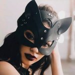 Kočičí fetish maska Bad Kitty Cat Mask Rhinestones
