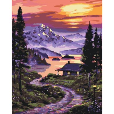 Malování podle čísel CESTA K CHATĚ U JEZERA – Sleviste.cz