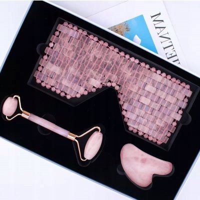 Crystallove Rose Quartz Mask Maska na oči z přírodního kamene růžový křemen 1 ks – Hledejceny.cz