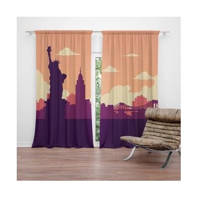 Sablio Závěs New York Socha svobody Art: 2ks 140x250cm – Hledejceny.cz