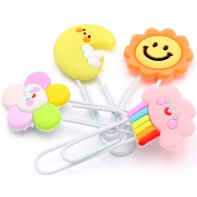 JUNIOR Ozdobná spona /záložka Flower & Sun & Moon & Cloud 7 cm (sada 4 ks) – Hledejceny.cz