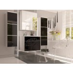 VENETI Nábytek do koupelny MERAF - bílý / lesklý černý + LED a sifon – Zbozi.Blesk.cz