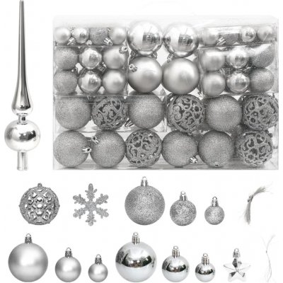 Petrashop 111dílná sada vánočních ozdob stříbrná polystyren Stříbrná356111