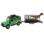 Kids Globe Traffic Land Rover 28cm kov na zpětný chod s přívěsem a dinosaurem – Hledejceny.cz