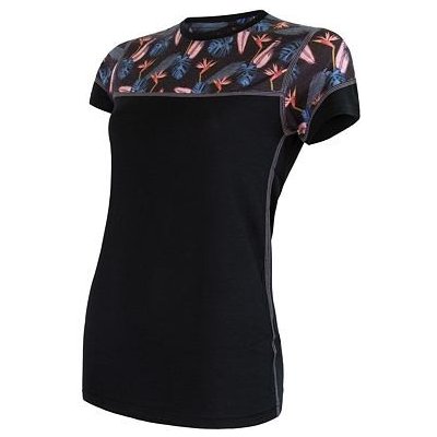 SENSOR MERINO IMPRESS dámské triko kr.rukáv černá/floral – Hledejceny.cz
