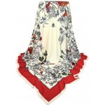 Classic Scarf dámský elegantní bílý šátek s květinami motýlky a ptáky i jako pléd na šaty – Zboží Dáma