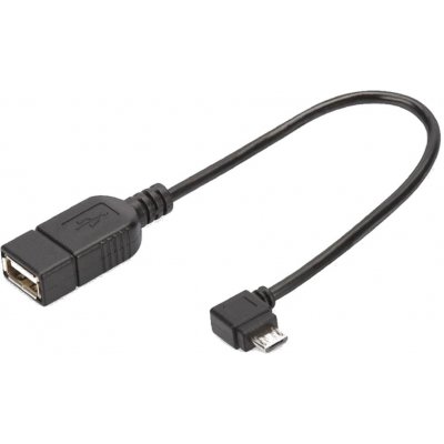 DIGITUS adaptérový kabel USB 2.0, OTG, typ micro B-A M/F, 15cm 2.0 v souladu, pravý úhel, bl