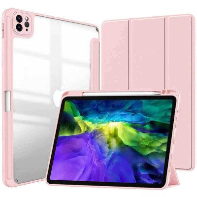 SES 2v1 Smart flip cover + zadní silikonový ochranný obal s držákem na pero pro Xiaomi Pad 5 15543 světle růžový – Zbozi.Blesk.cz