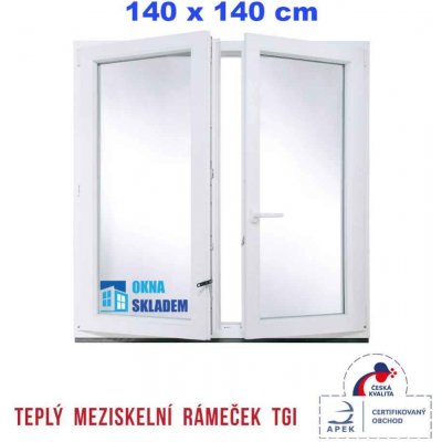 Erkado Plastové okno 140x140 cm bílé dvoukřídlé bez sloupku (štulp) pravé – Hledejceny.cz