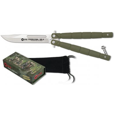 Nůž zavírací motýlek K25 Commando MR.6 Balisong MA 02232 G10 - olivový