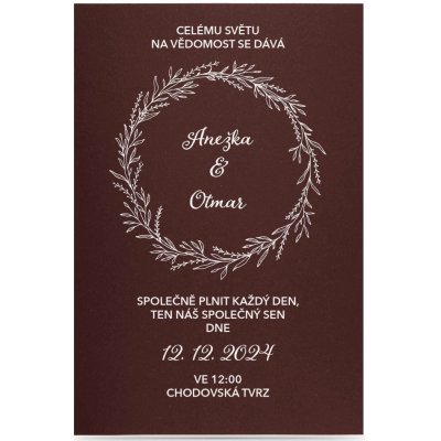 Papírové svatební oznámení MOTIV Barva papíru: Claret – HobbyKompas.cz