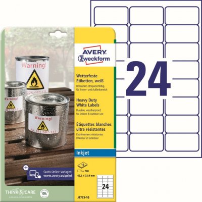 Avery Zweckform J4773-10 bílé 63.5mm x 33.9mm – Zboží Dáma